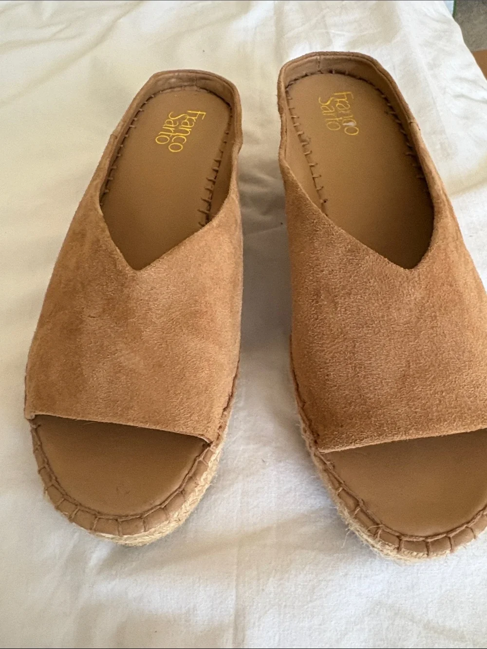 Franco Sarto Suede Espadrille Slide Sandals in Tan